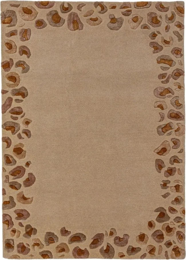 Dywan z mieszanki wełny tkany ręcznie w naturalnym kolorze 160x230 cm Leopard Frame – Flair Rugs