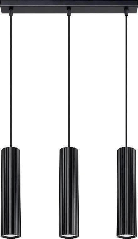 Lampa Wisząca Minimalistyczny Karbon, Aluminium - 3 Źródło - L.45 X H.98 Cm - Czarny