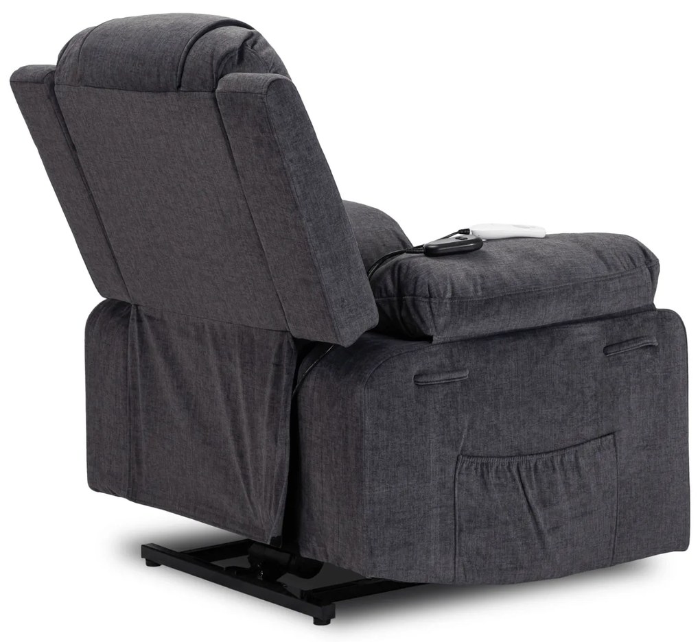 Fotel Masujący FENIX z Funkcją Wstawania Elektrycznie Rozkładany Ciemny Popiel Nowoczesny
