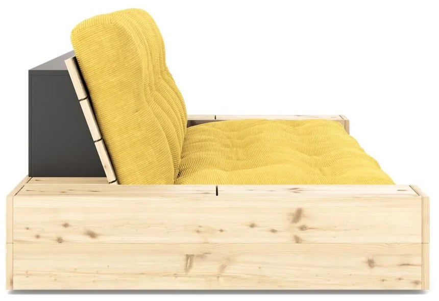 Żółta sztruksowa rozkładana sofa 244 cm Base – Karup Design