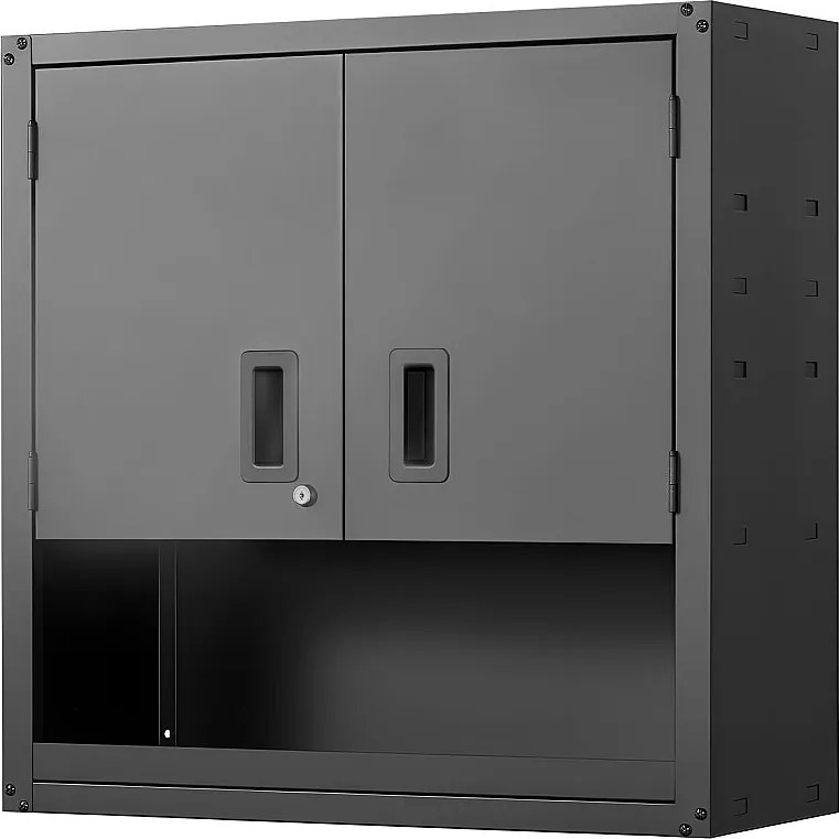 Szafa Ścienna Warsztat SucceBuy, 76,2 x 31 x 76,2 cm, Szafa na Narzędzia Garaż Wisząca z Metalu, Przechowywanie Ścienne, z Blokowanymi Drzwiami, Nośność 163,3 kg