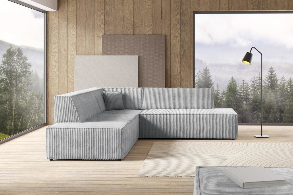 Masseno Narożnik TESSO z funkcją spania i pojemnikiem na pościel Narozniki L, Rozkładana sofa - Szary, TILIA 86