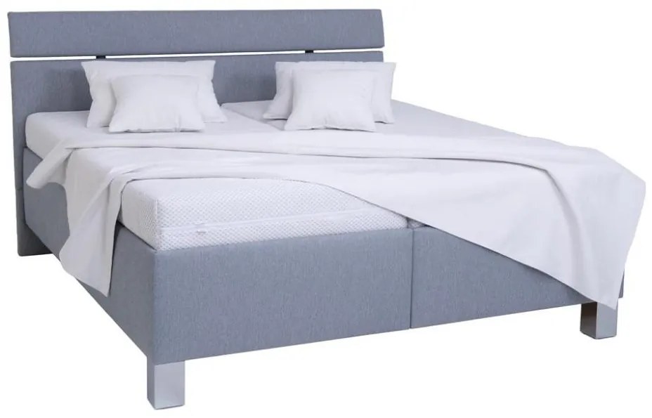 Tapicerowane łóżko z materacem i pojemnikiem na pościel ALIS 180x200 cm jasnoszare