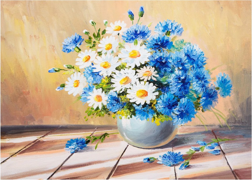 Malowany obraz wazonu z kwiatami (70x50 cm)