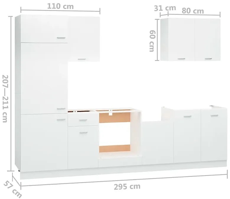 Zestaw białych nowoczesnych mebli kuchennych K8-B98