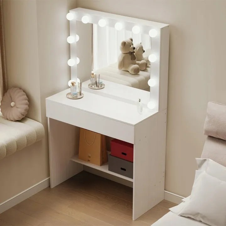 Toaletka kosmetyczna z lustrem LED – nowoczesna toaletka do makijażu i wizażu w stylu glamour loft