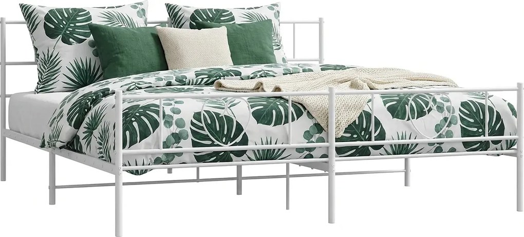 Białe metalowe łóżko małżeńskie 180x200 cm - Veligo