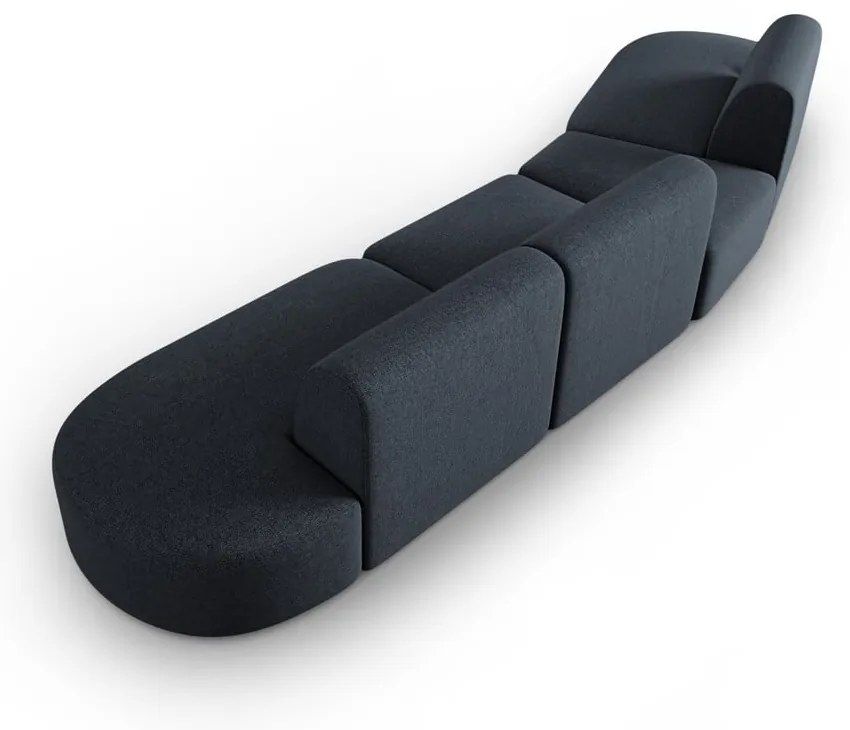 Niebieska sofa z tkaniny szenilowej lewostronna 428 cm Paolo – Milo Casa