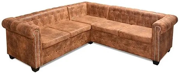 Klasyczny narożnik chesterfield Origo - rudy