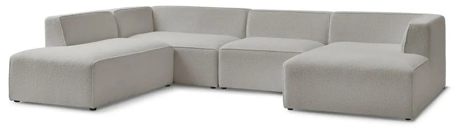 Jasnoszary narożnik modułowy z materiału bouclé (lewostronny/w kształcie litery U) Megeve – Bobochic Paris