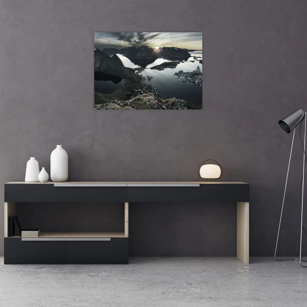 Obraz na szkle - Norweskie góry (70x50 cm)