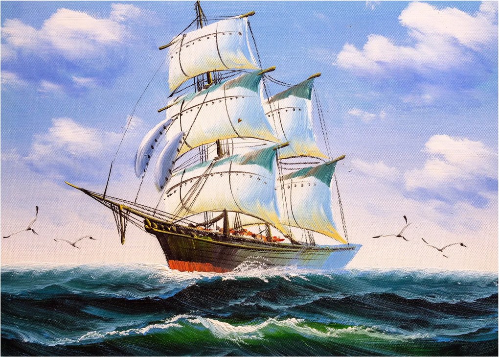 Obraz statku na falach (70x50 cm)