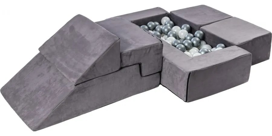 Velvet bricks set multifunkcyjny plac zabaw dla dzieci, szary - meowbaby®
