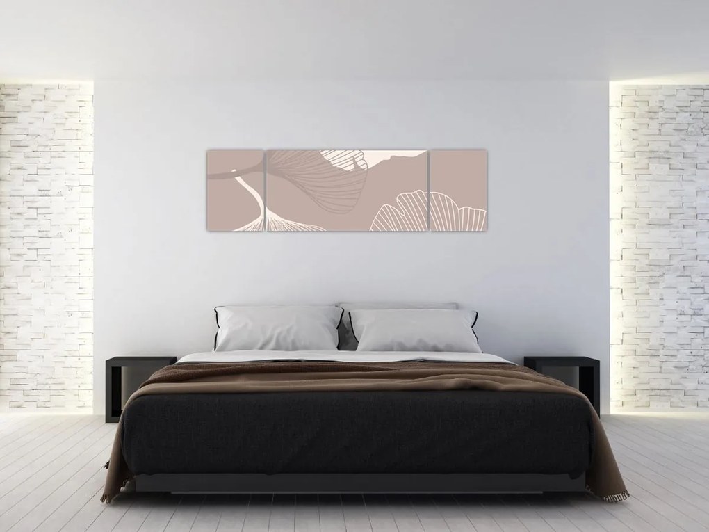 Obraz - Beżowe liście N⁰1 (170x50 cm)