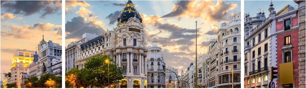 Obraz - Calle Gran Vía, Madryt, Hiszpania (170x50 cm)