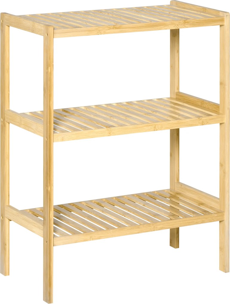 HOMCOM Półka bambusowa z 3 półkami stojak na książki regał naturalny 62x33x80 cm | Aosom PL