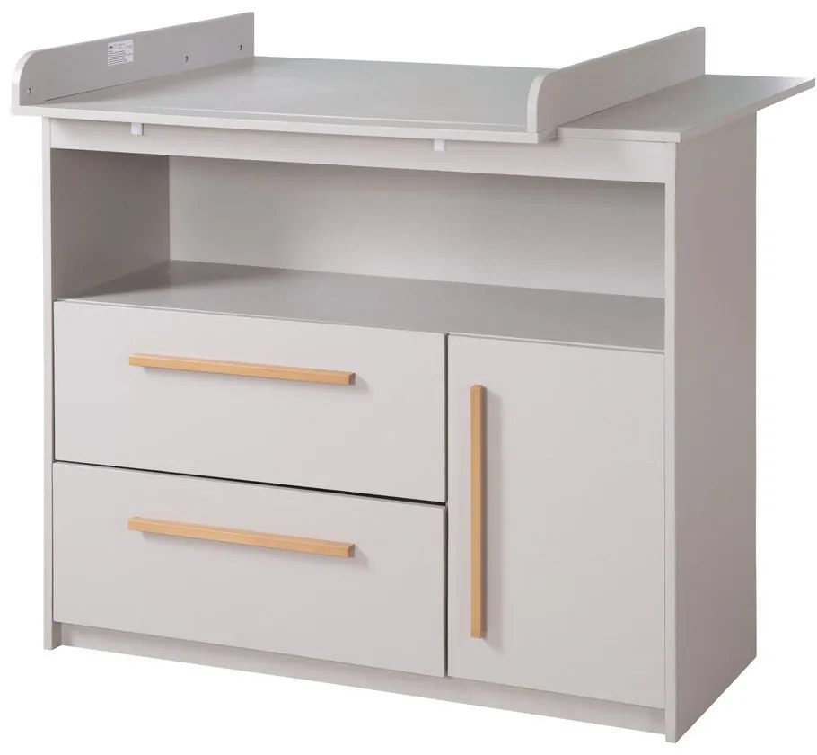 Jasnoszara komoda dziecięca z przewijakiem 107x98x75 cm Lea – Roba