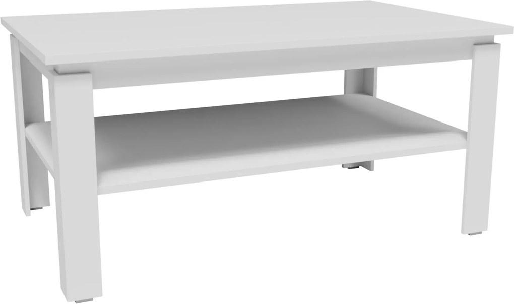 Biała ława prostokątna z półką D0-L17