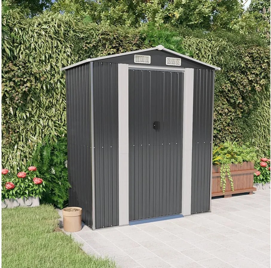 Domek ogrodowy 192x108x223 cm ocynkowany stal antracyt