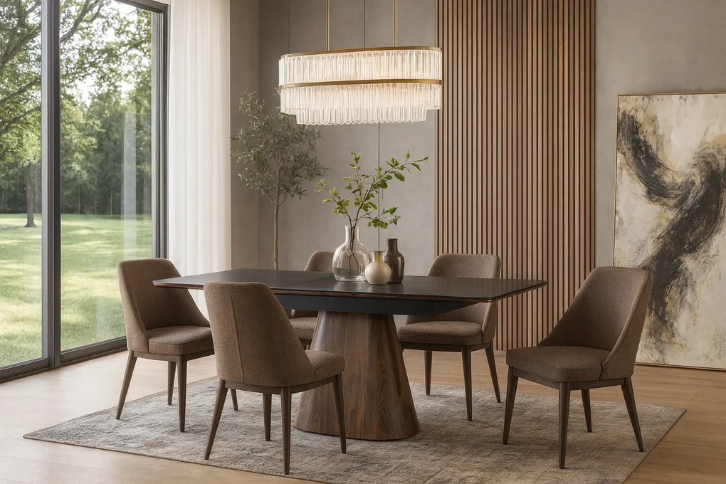 Nowoczesny rozkładany stół czarny + orzech - Comos