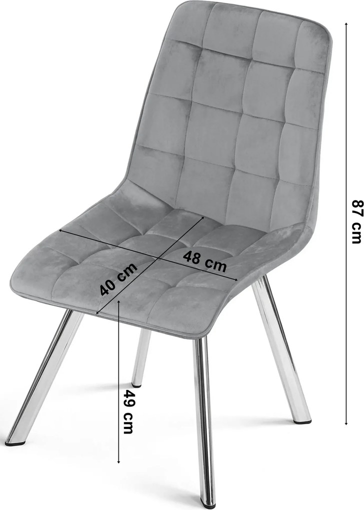 Granatowe metalowe krzesło welurowe glamour M6-L93