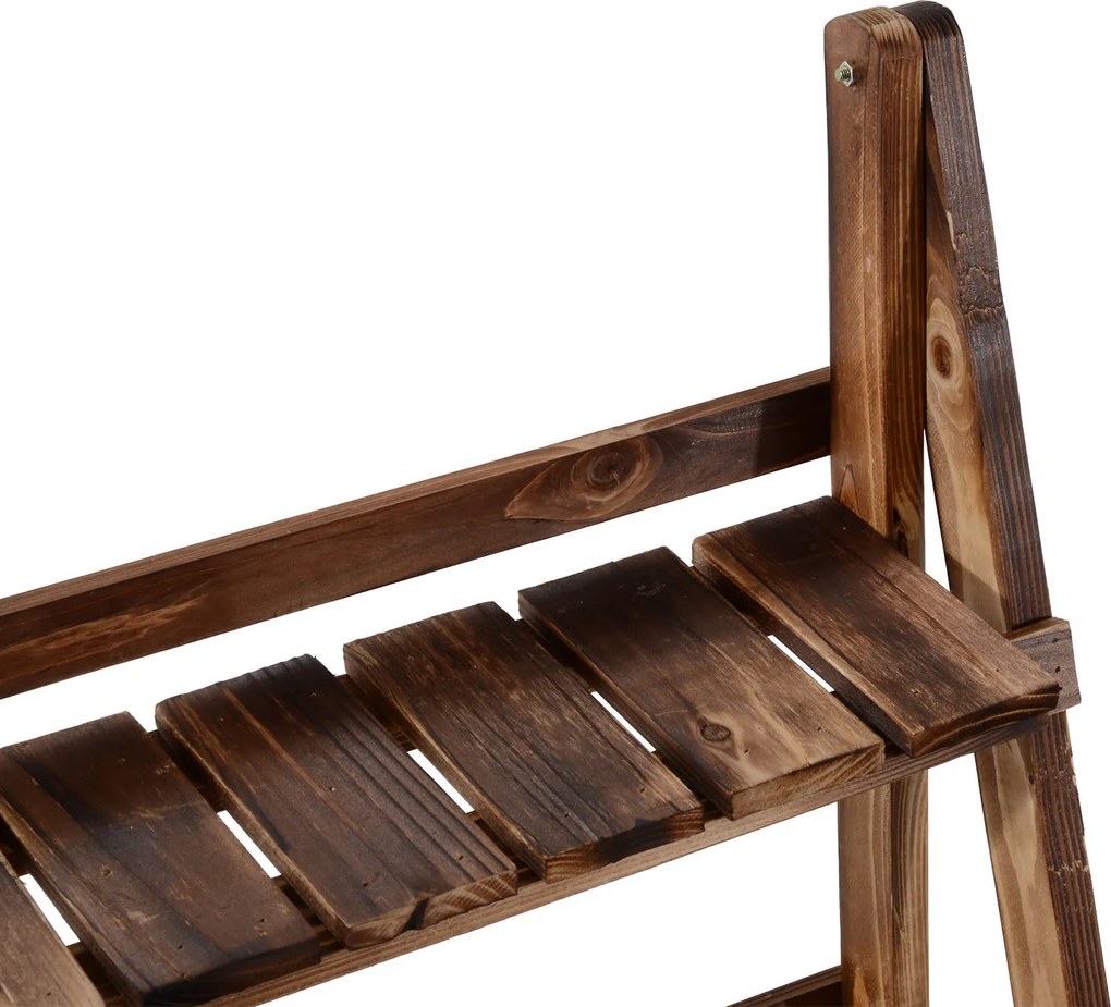 Outsunny Stojak na Kwiaty Drewniany Regał Kwietnik Wypalany Design do Ogrodu Balkonu 60x37x93cm | Aosom PL
