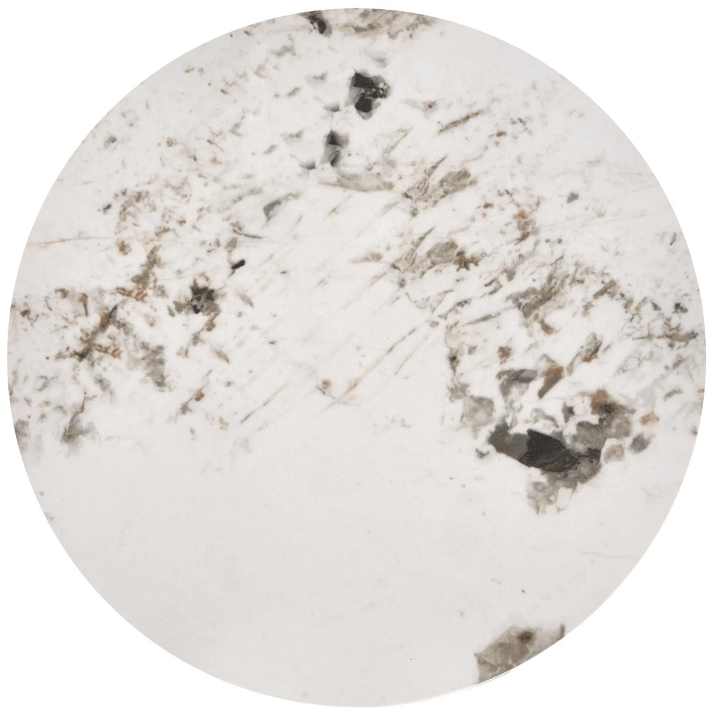 Ława Stolik kawowy VERDE Okrągły Spiek Biały marmur Biały Nowoczesny Glamour