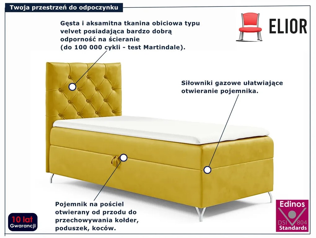 Żółte pojedyncze łóżko kontynentalne 3 rozmiary N9-W54