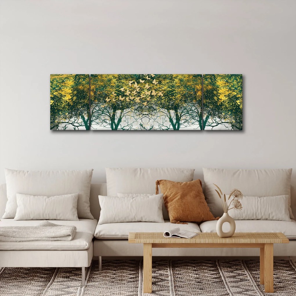 Obraz - Jelenie w zielonym lesie (170x50 cm)