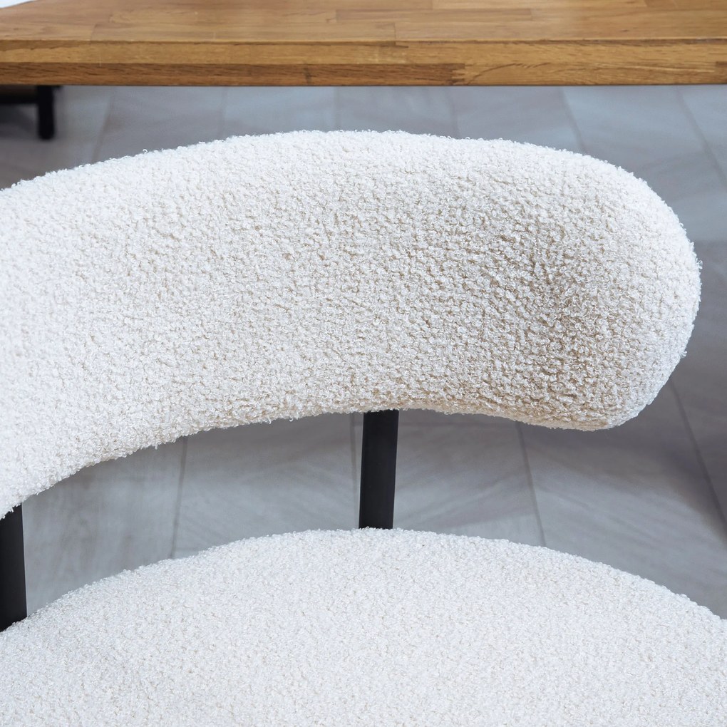 HOMCOM Zestaw 2 krzeseł do jadalni, tapicerowane w polarze, krzesła z siedziskiem tapicerowanym, nogi metalowe, kremowy