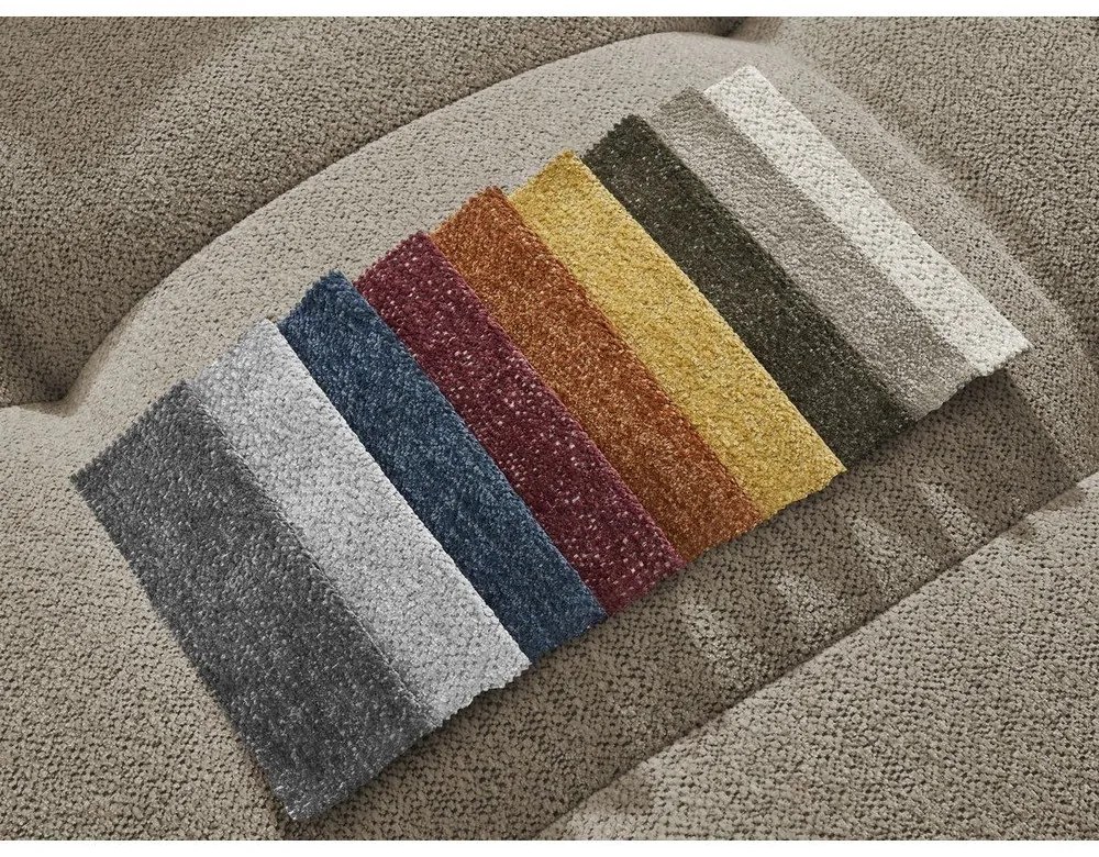 Beżowy rozkładany narożnik z tkaniny szenilowej ze schowkiem (lewostronny/z szezlongiem) Roxelane – Bobochic Paris