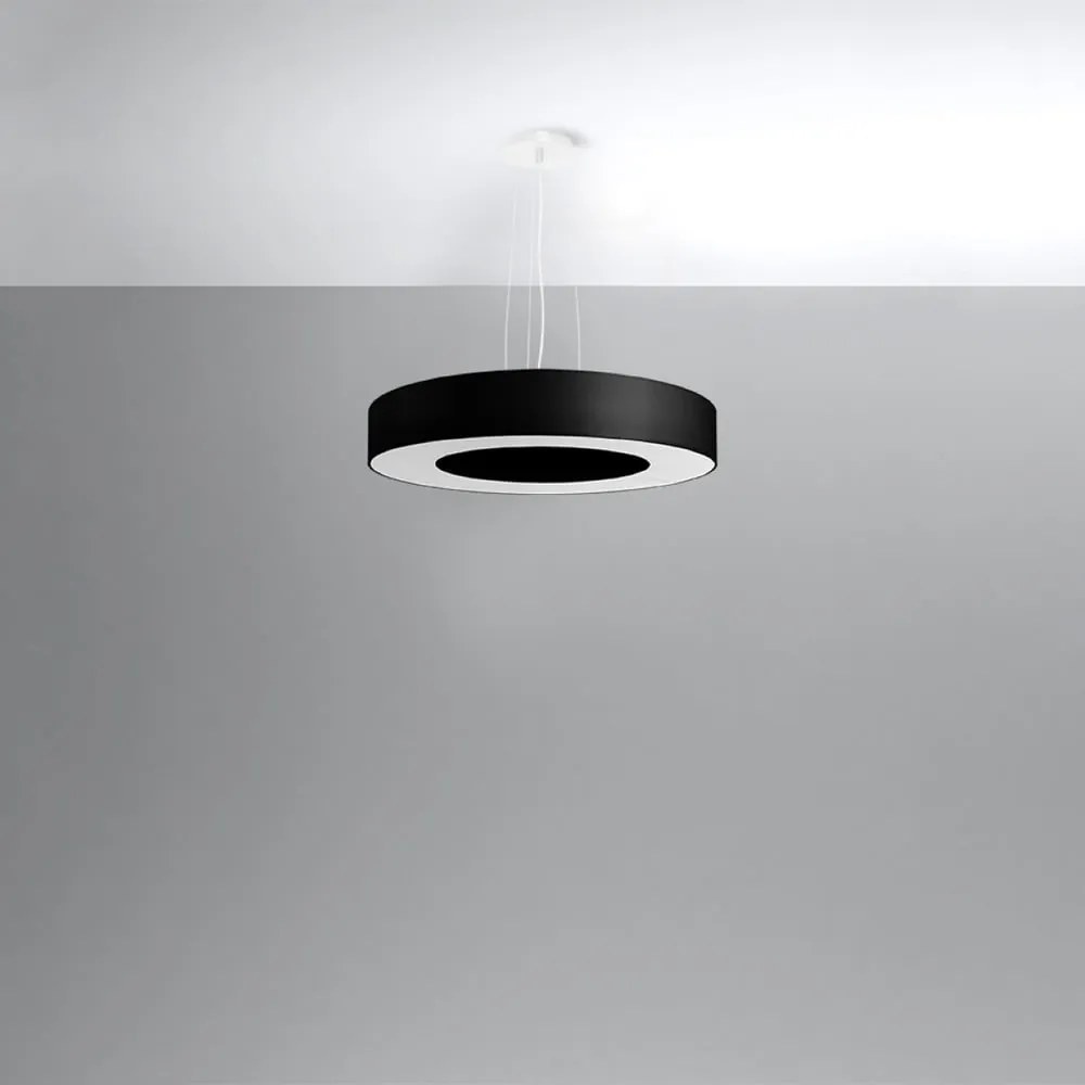Czarna lampa wisząca z tekstylnym kloszem ø 50 cm Galata Slim – Nice Lamps