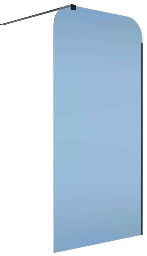 Ścianka prysznicowa WALK IN FIX niebieska 8mm półokrągła WALK IN MOLIS NATURE blue square MASSI | rożne rozmiary : Kolor profili kabiny - czarny, Szerokość ścianki - 100 cm, Typ montażu - WALK in FIX (Do ściany)