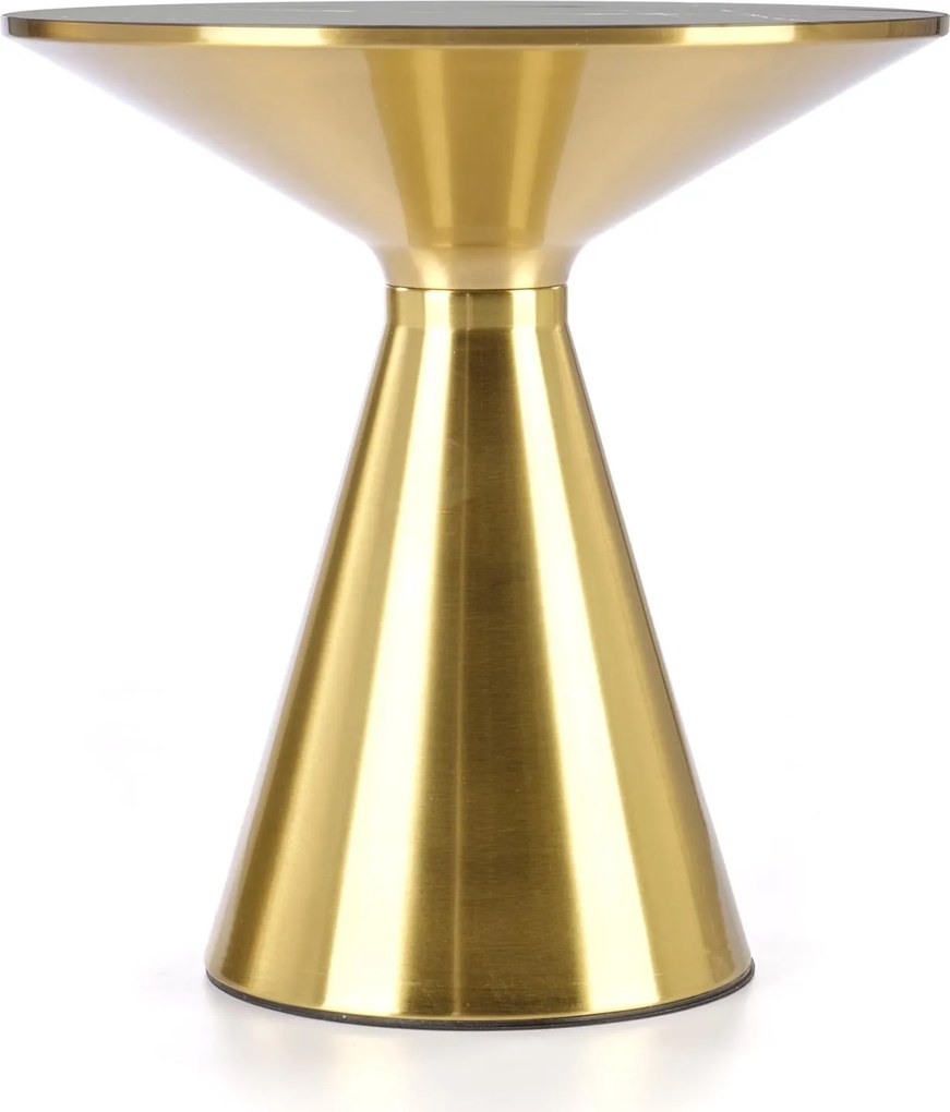 Złoty stolik pomocniczy Tribeca z marmurowym blatem