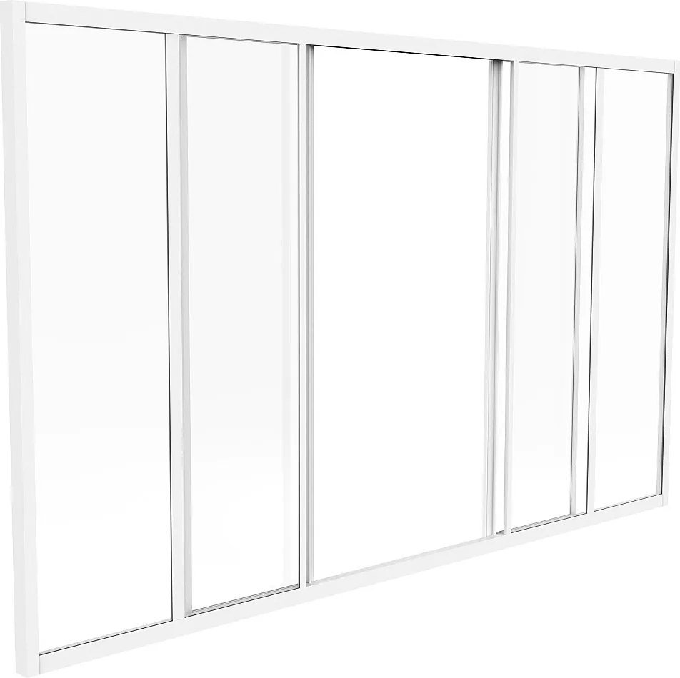 Przeszklona ścianka przesuwna z aluminium malowanego proszkowo białe 180 x 105 cm - RAVENA