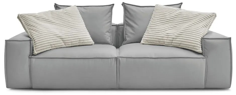 Jasnoszara sofa z imitacji skóry 260 cm Boheme – Bobochic Paris
