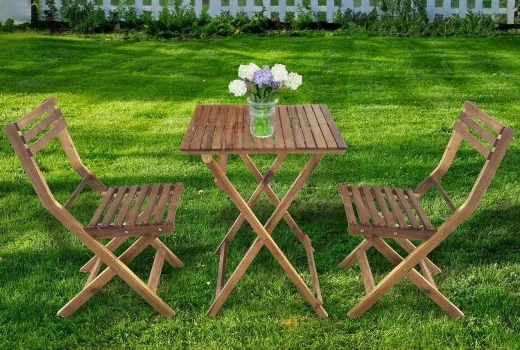 Zestaw mebli ogrodowych składanych Woodin - stolik i 2 krzesła