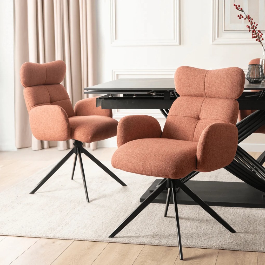 Krzesło Tapicerowane Obrotowe ALVARO Rude Nowoczesne