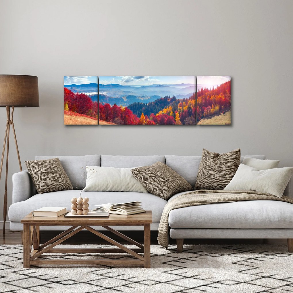 Obraz kolorowego jesiennego krajobrazu (170x50 cm)