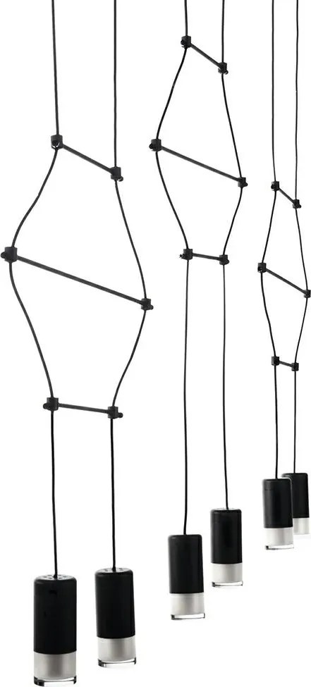 Geometryczna lampa wisząca z metalu i szkła Flusso Line 6