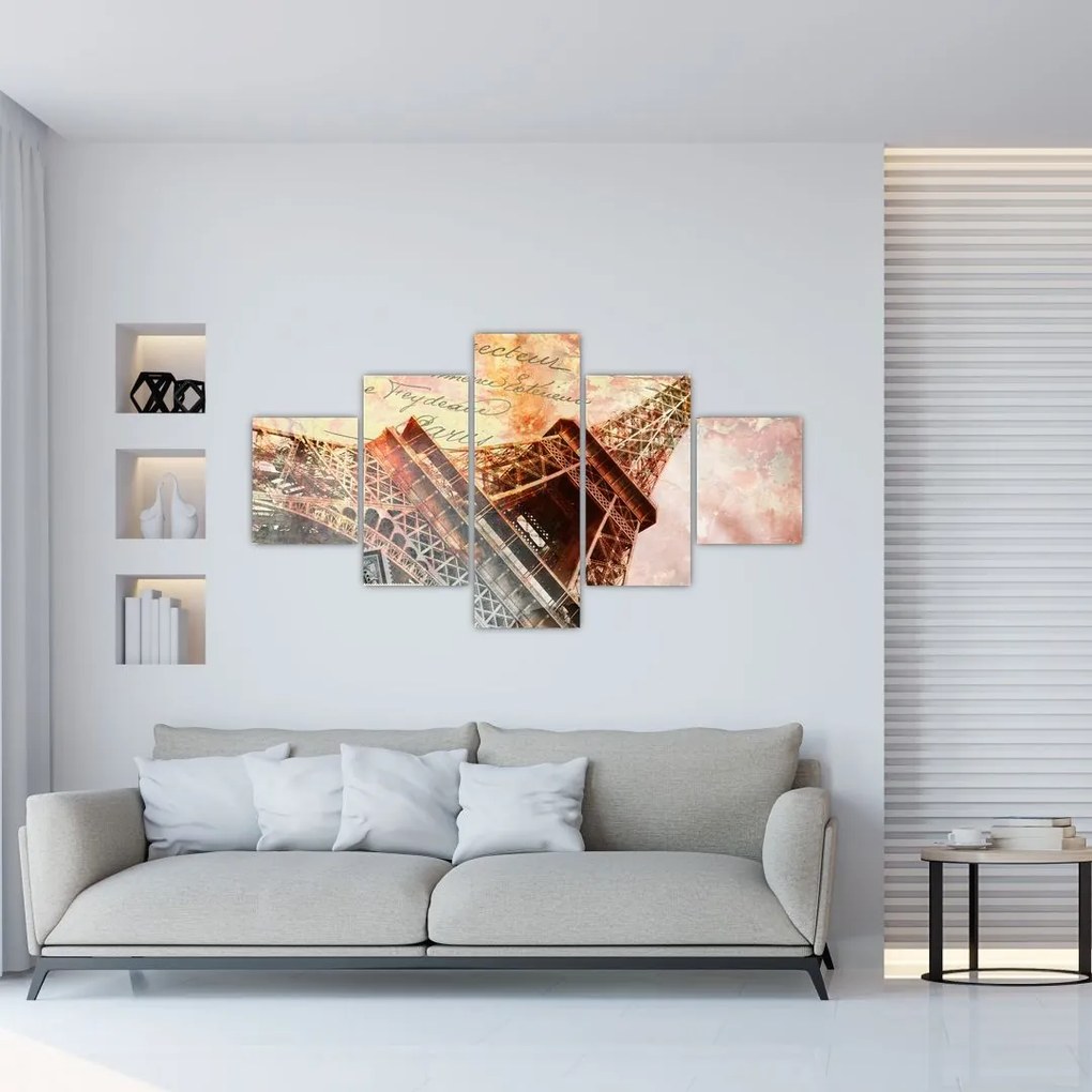 Obraz - Wieża Eiffla w stylu vintage (125x70 cm)