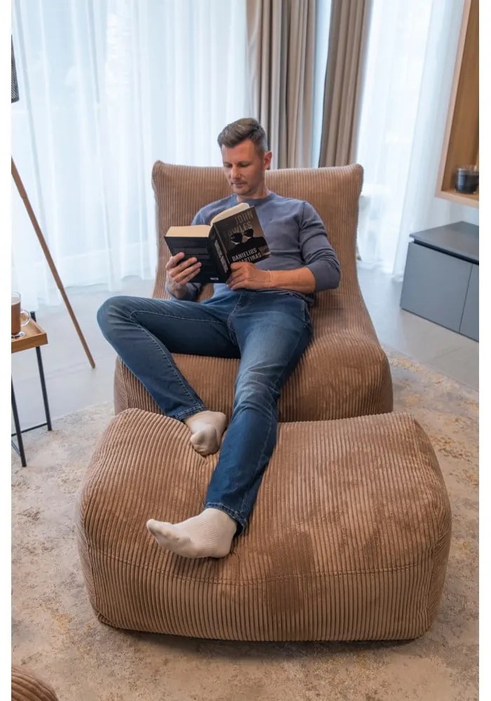 Brązowy sztruksowy worek do siedzenia Plus 100 Lounge – SLOWDOWN