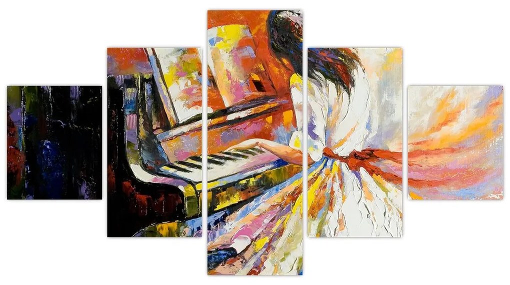 Obraz - Kobieta grająca na pianinie (125x70 cm)