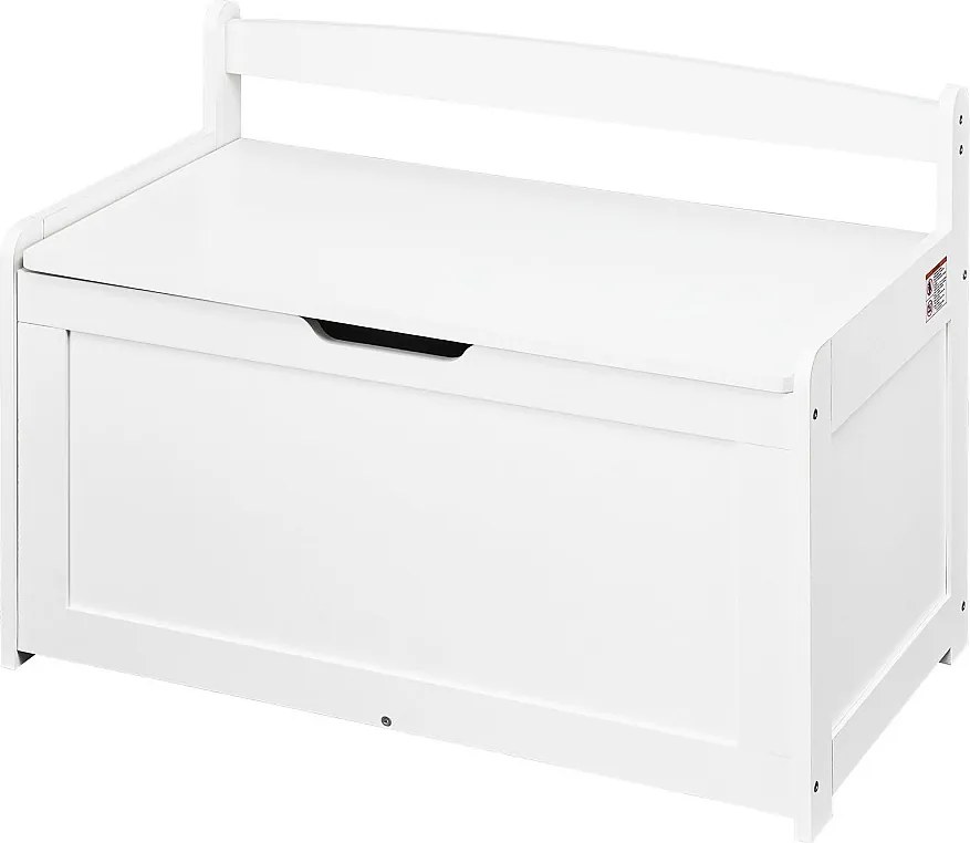 Bank Przechowywania SucceBuy dla Zabawek dla Dzieci Skrzynia na Zabawki z Dębu 83x45,5x60,9 cm Biały