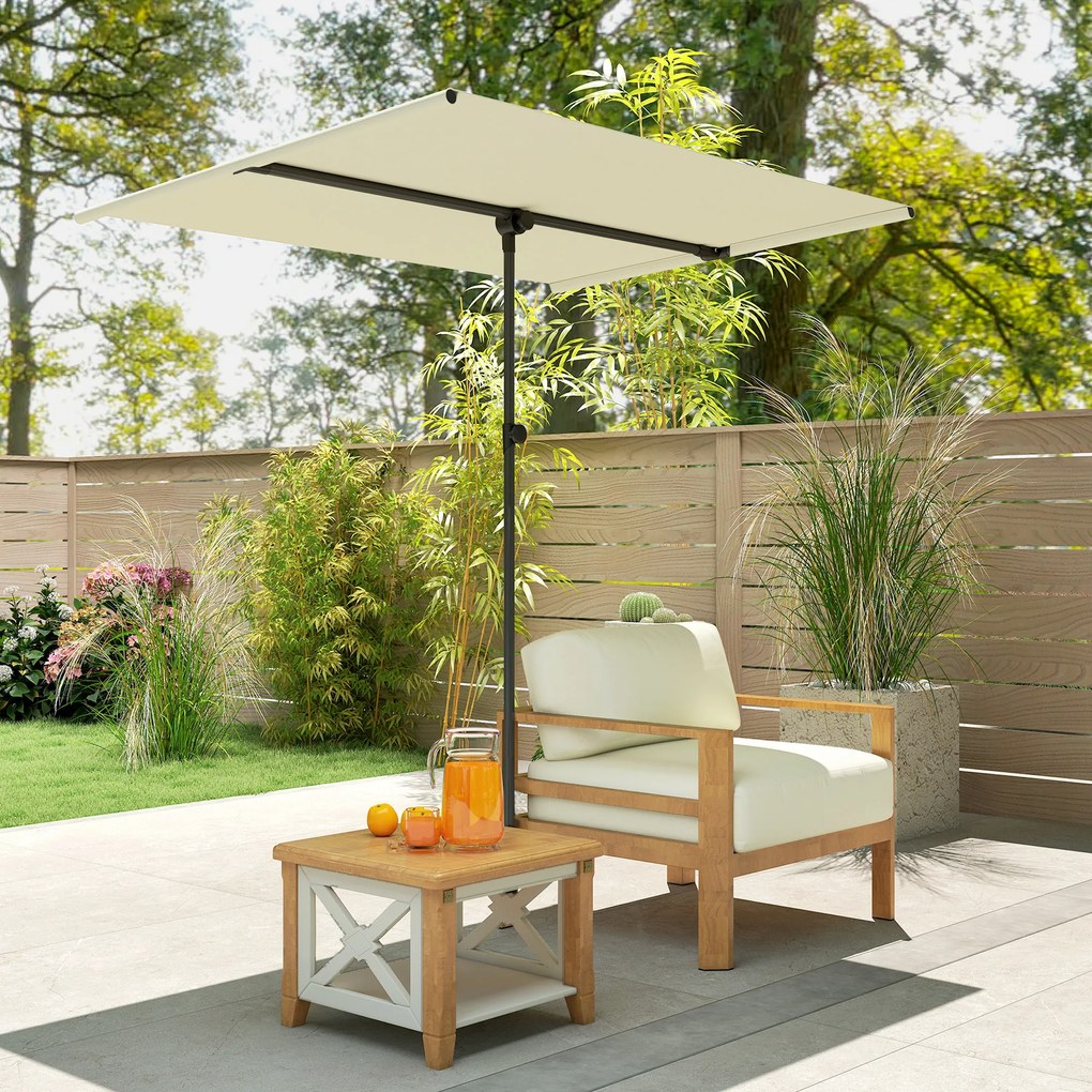Outsunny Parasol Ogrodowy Obracający się o 180 Stopni z Ruchomym Masztem Aluminiowym 150x205cm Beżowy
