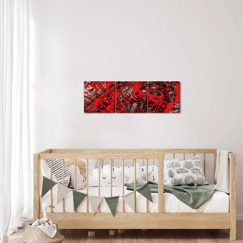 Obraz - Ekspresyjna abstrakcja (z zegarem) (90x30 cm)