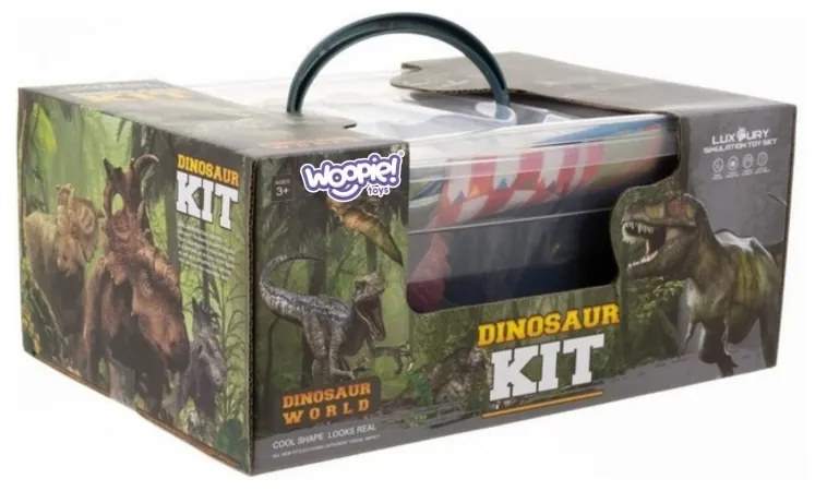 Woopie zestaw figurki dinozaury 16 el. + mata + kuferek