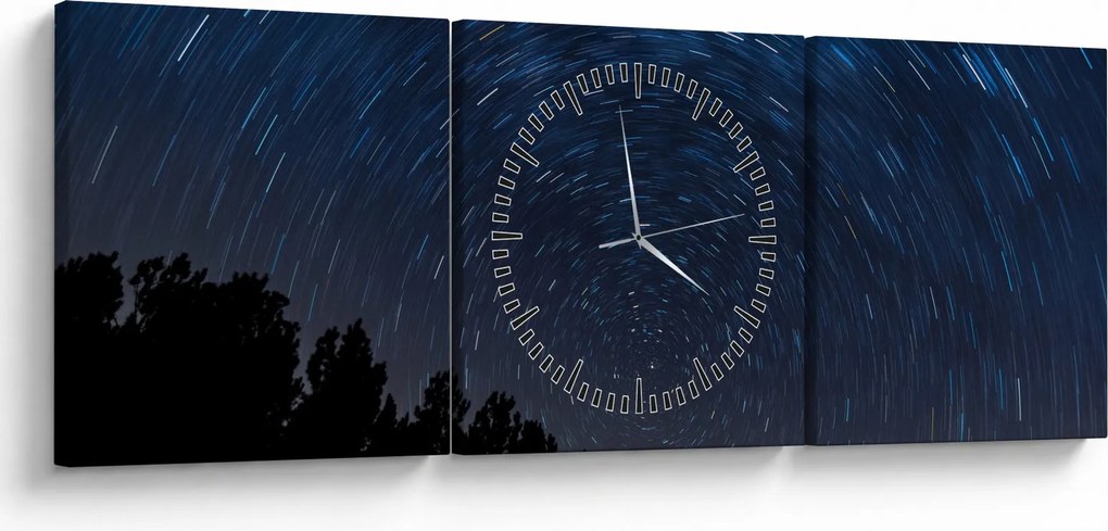 Obraz nocnego nieba (z zegarem) (90x30 cm)
