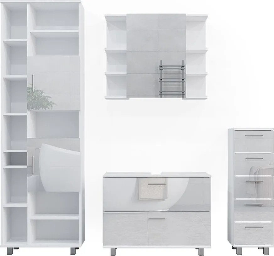 Zestaw mebli łazienkowych biały wysoki połysk 80.2x33x60.8 ilias