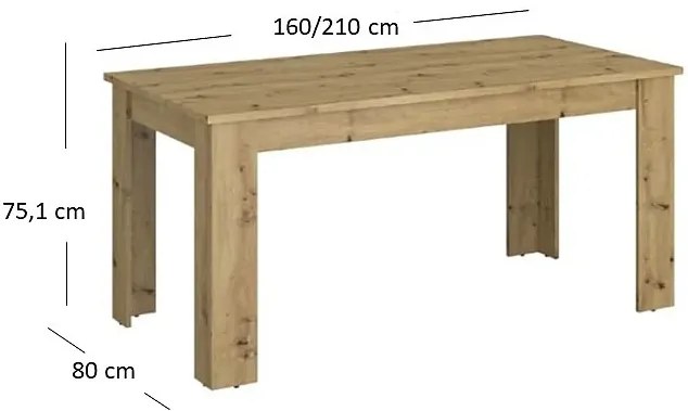Prostokątny Rozkładany Stół Dąb Artisan A0-N13